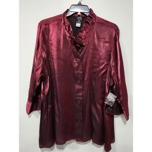 Ali Miles NWT Women's 3xl Button Up Tunic Top Collared